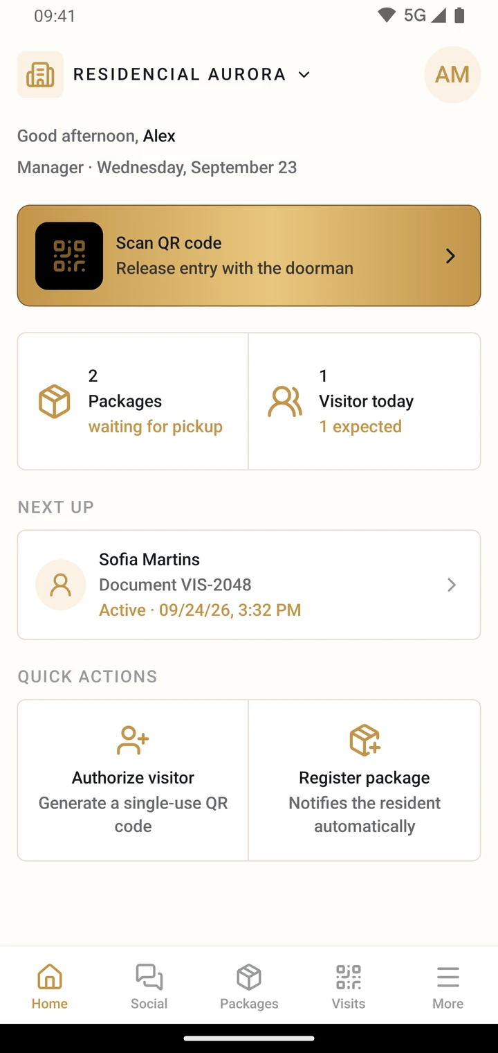 CondViva app home screen