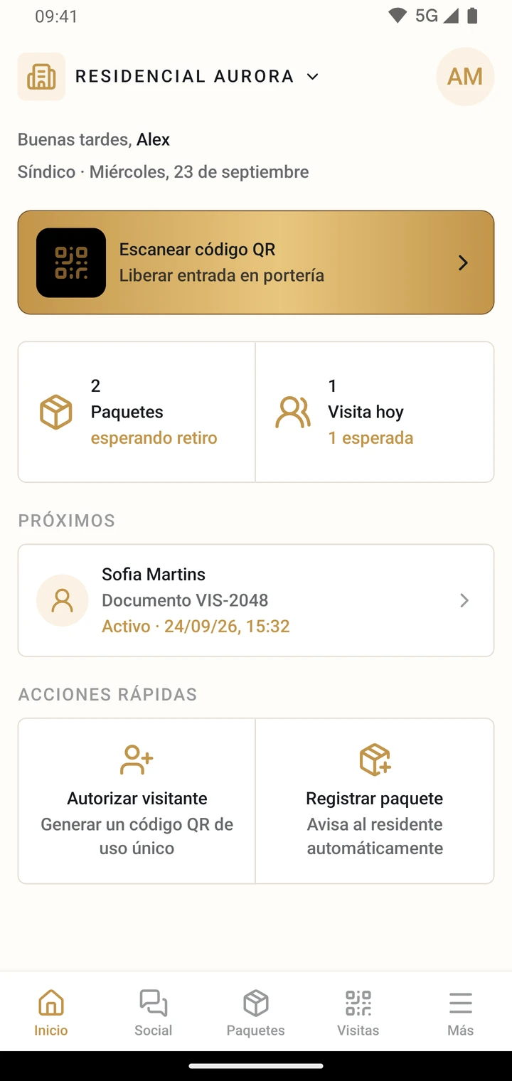 Pantalla de inicio de la app CondViva
